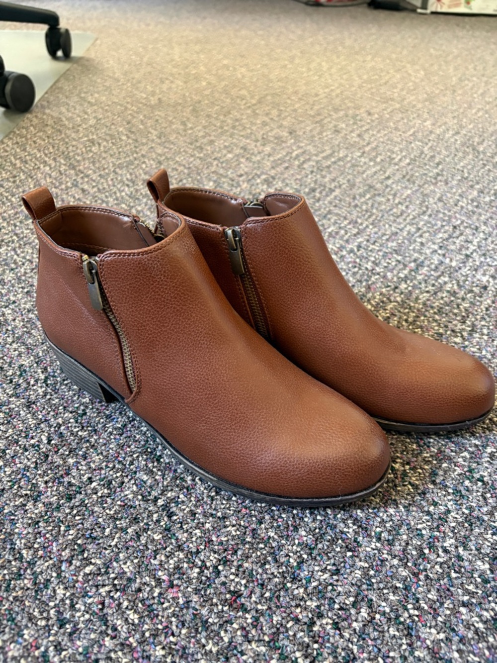 Women's Brown Side-Zip Heeled Ankle Boots
